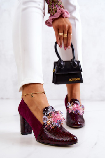 en daim avec imitation peau de serpent Chaussures avec des ornements Bourgogne Il fautllory 2