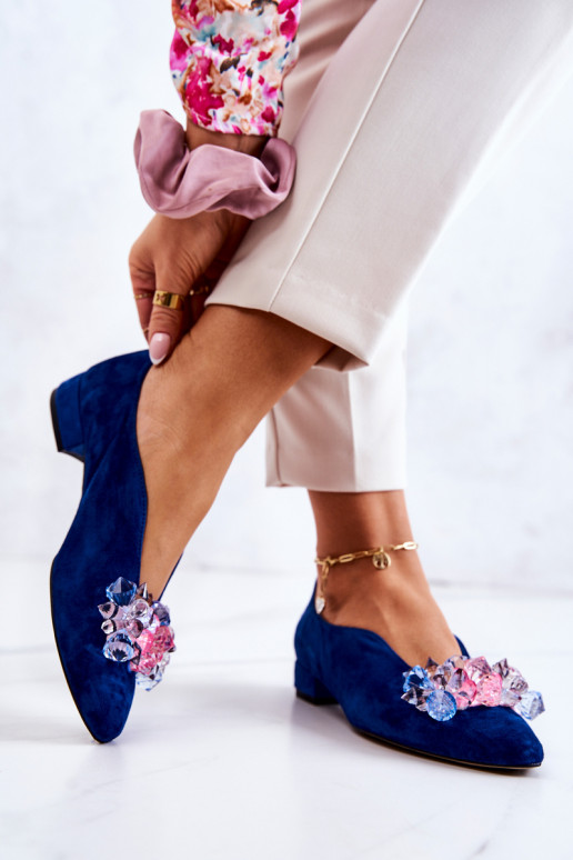 Style élégant en daim chaussures avec des ornements bleu foncé McQueen Style élégant en daim chaussures avec des ornements bleu foncé McQueen