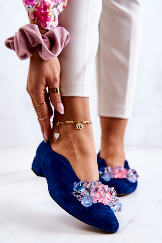 Style élégant en daim chaussures avec des ornements bleu foncé McQueen Style élégant en daim chaussures avec des ornements bleu foncé McQueen