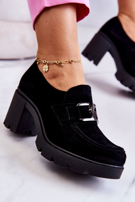 Style élégant chaussures avec des talons Avec un décor sombre couleur noire Lemar Harmell