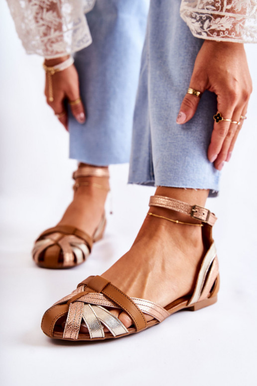 Peau Sandales pour femmes Il fautciejka 01924-32 or-marron Peau Sandales pour femmes Il fautciejka 01924-32 or-marron