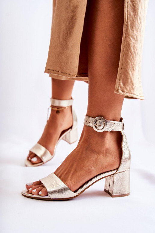 Peau Sandales à talons hauts Il fautciejka 04141-42 couleur dorée Peau Sandales à talons hauts Il fautciejka 04141-42 couleur dorée