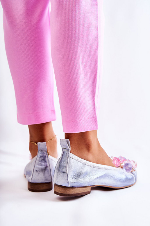 Zazoo 2749 Féminin Ballerines aux yeux brillants Blanc-couleur bleue