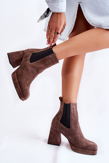 Chaussures en daim à talons massifs Laura Messi 2519 marron