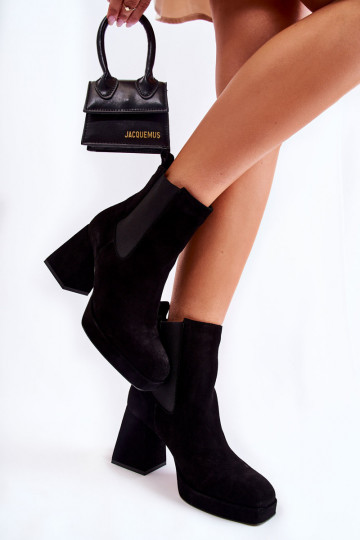Chaussures en daim à talons massifs Laura Messi 2519 noires