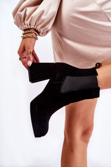 Chaussures en daim à talons massifs Laura Messi 2519 noires 2