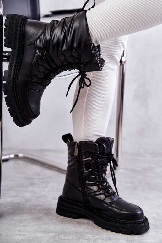 Féminin Bottes de neige avec des lacets GOE KK2N4017 couleur noire Féminin Bottes de neige avec des lacets GOE KK2N4017 couleur noire