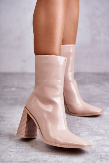 Féminin avec effet vernis Bottes bottes beige Il fautrgit 2