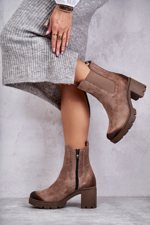 en daim Féminin Bottes avec une plateforme beige Lemar Il fautrtine