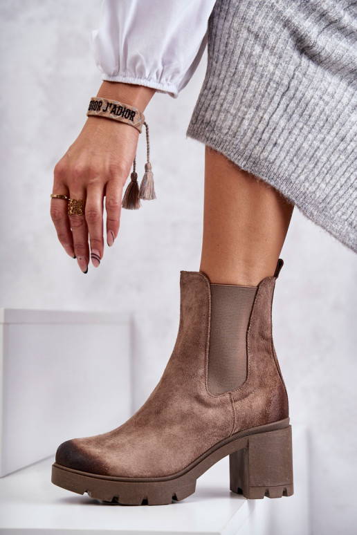 en daim Féminin Bottes avec une plateforme beige Lemar Il fautrtine