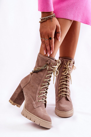 Chaussures en daim avec des lacets LeÀski Shoes 3244/G beige