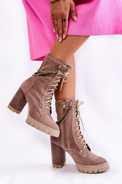 Chaussures en daim avec des lacets LeÀski Shoes 3244/G beige Chaussures en daim avec des lacets LeÀski Shoes 3244/G beige