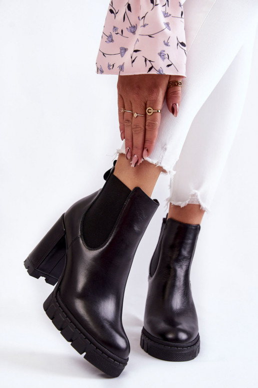 Peau Bottes Doucement avec des talons couleur noire Eldey