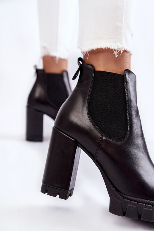 Peau Bottes Doucement avec des talons couleur noire Eldey