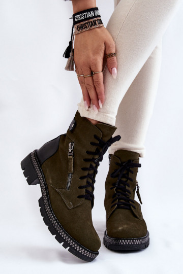 en daim réchauffer Bottes Laura Messi 2508 couleur verte