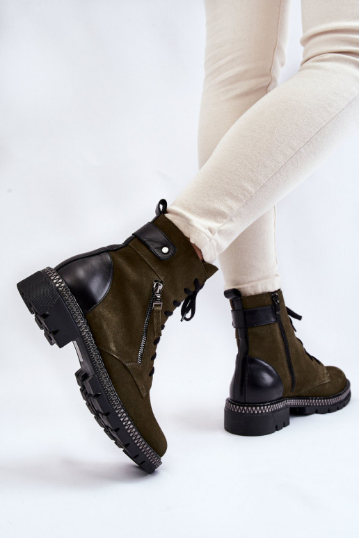 en daim réchauffer Bottes Laura Messi 2508 couleur verte