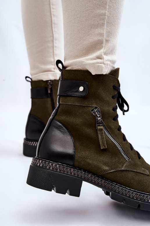 en daim réchauffer Bottes Laura Messi 2508 couleur verte