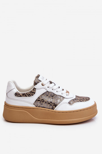 Féminin Baskets confortables GOE LL2N4052 Blanc-beige 2