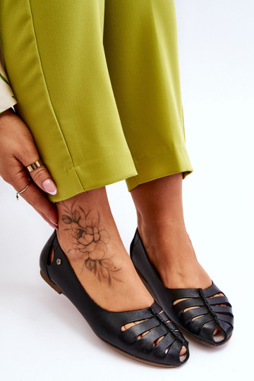 Ballerines confortables en cuir naturel Féminin couleur noire Lemar Luka 2