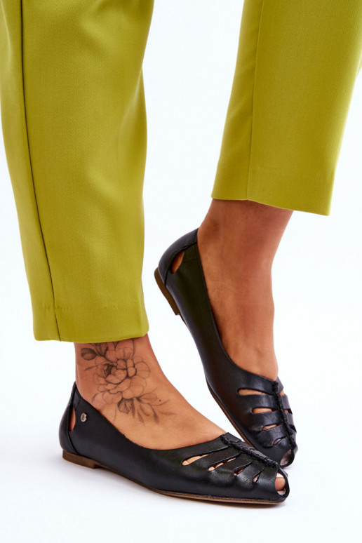 Ballerines confortables en cuir naturel Féminin couleur noire Lemar Luka