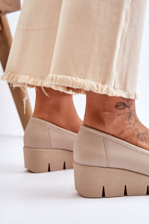 Peau Mocassins Sur un coin beige Lemar Felicita Peau Mocassins Sur un coin beige Lemar Felicita