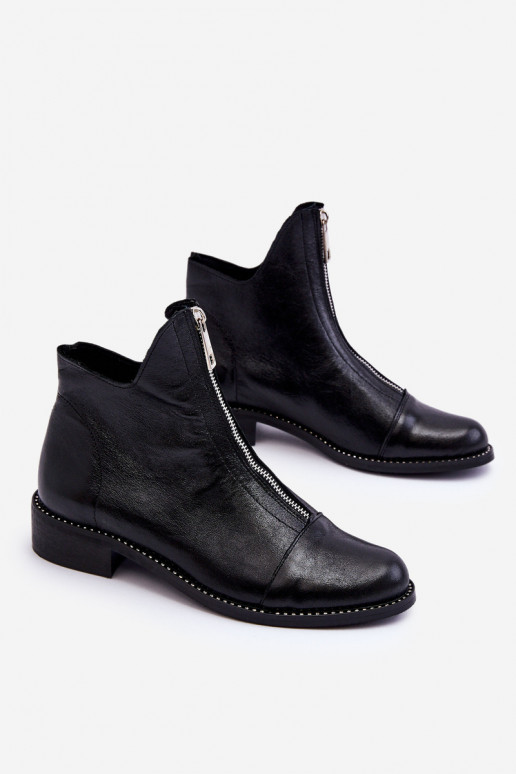 Peau Bottes avec fermetures éclair Nicole 2785/037 couleur noire