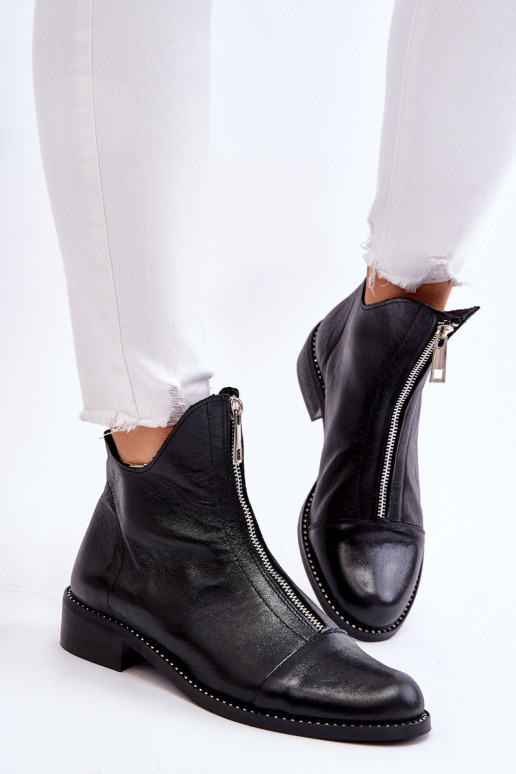 Peau Bottes avec fermetures éclair Nicole 2785/037 couleur noire