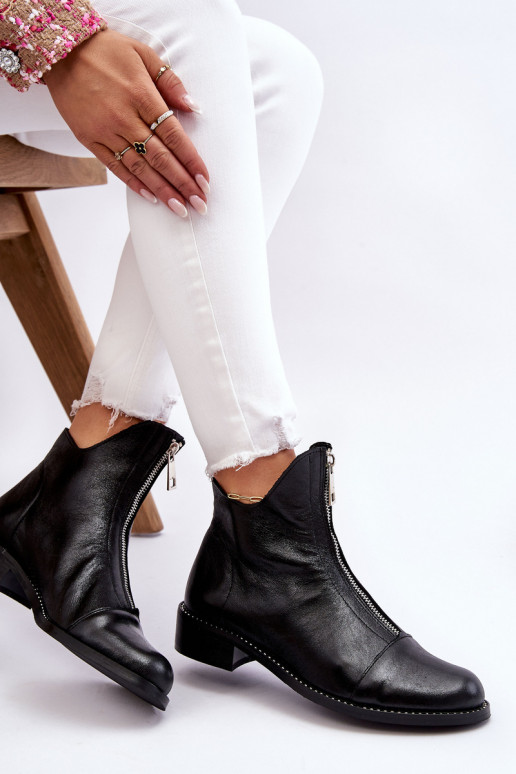 Peau Bottes avec fermetures éclair Nicole 2785/037 couleur noire