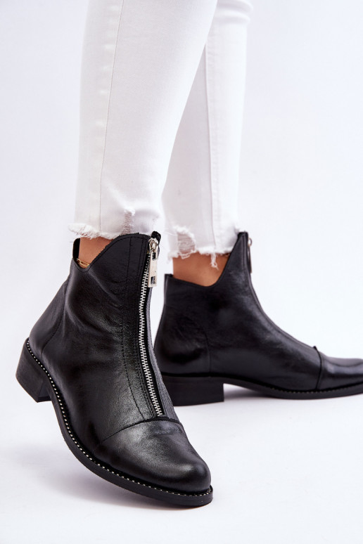 Peau Bottes avec fermetures éclair Nicole 2785/037 couleur noire