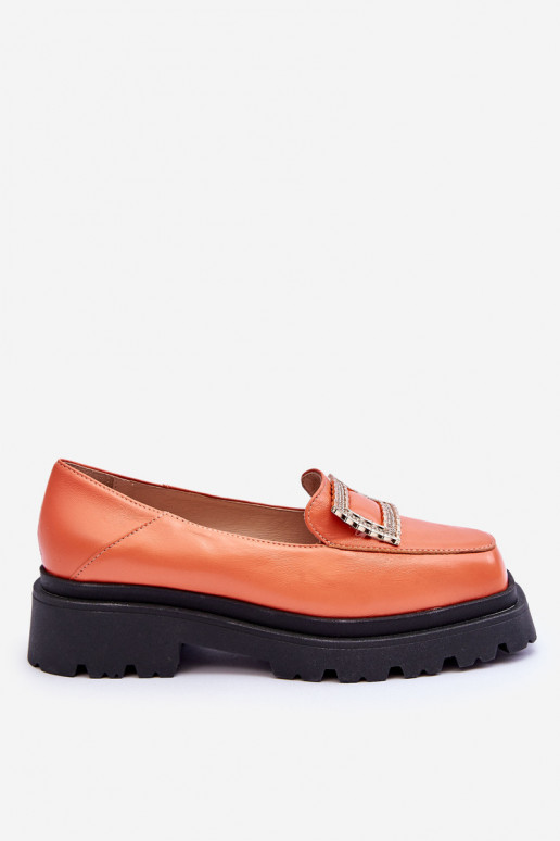 Pratique Peau Mocassins couleur orange Agathe Pratique Peau Mocassins couleur orange Agathe