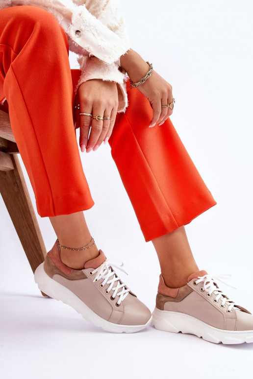 Pratique Peau baskets avec une plateforme beige Alisane Pratique Peau baskets avec une plateforme beige Alisane