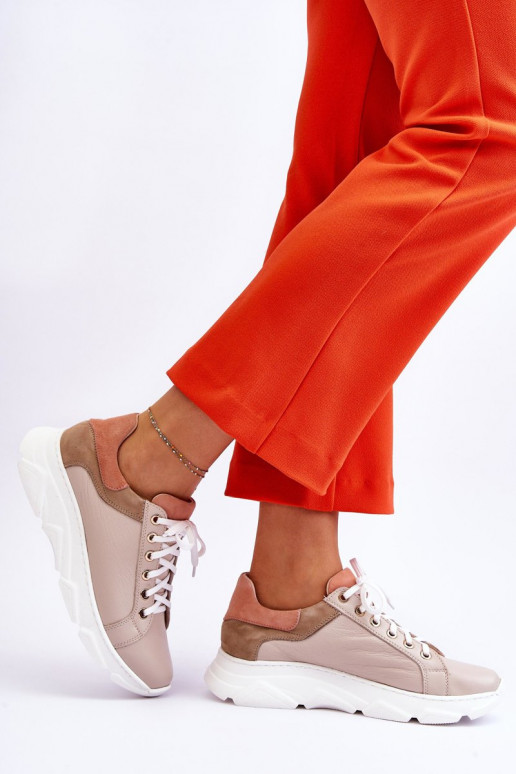 Pratique Peau baskets avec une plateforme beige Alisane Pratique Peau baskets avec une plateforme beige Alisane