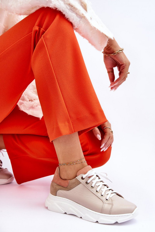 Pratique Peau baskets avec une plateforme beige Alisane Pratique Peau baskets avec une plateforme beige Alisane