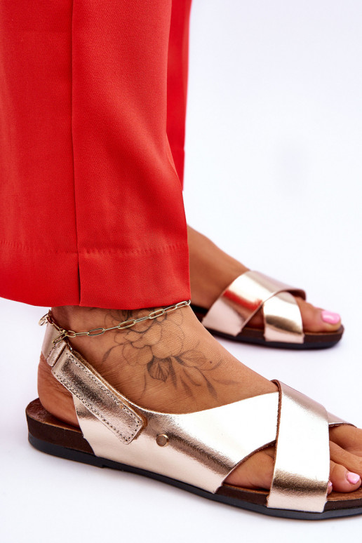 Zazoo 40141 Sandales pour femmes avec attaches adhésives couleur dorée