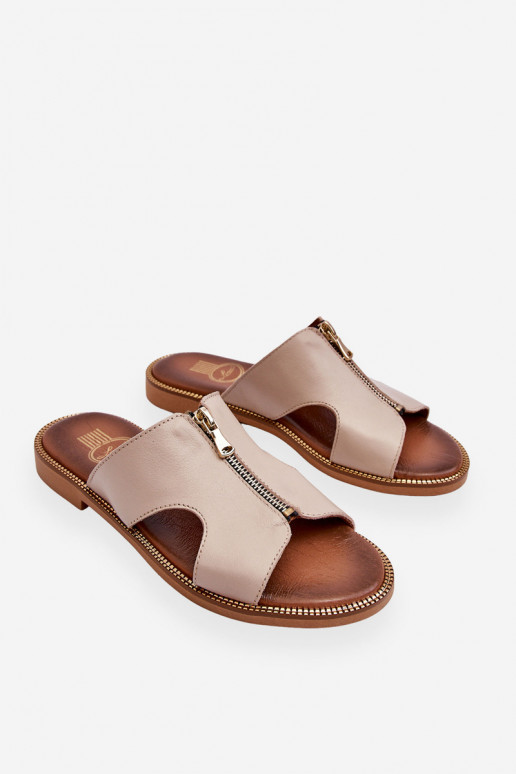 Féminin Chaussons avec fermetures éclair décoratives beige Lemar Clarence Féminin Chaussons avec fermetures éclair décoratives beige Lemar Clarence