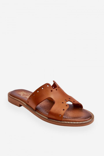 Chaussons pour femmes Zazoo 40326 avec découpes décoratives couleur marron