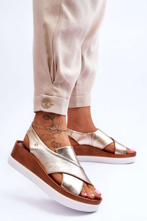 Peau Sandales à plateforme couleur dorée Morgan Peau Sandales à plateforme couleur dorée Morgan