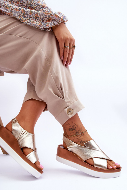 Peau Sandales à plateforme couleur dorée Morgan Peau Sandales à plateforme couleur dorée Morgan