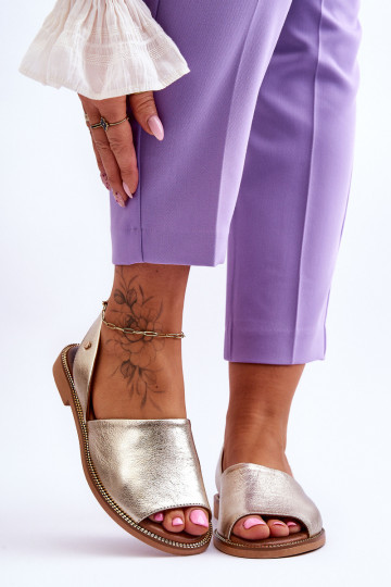 Mules en cuir Zazoo 40327 couleur or