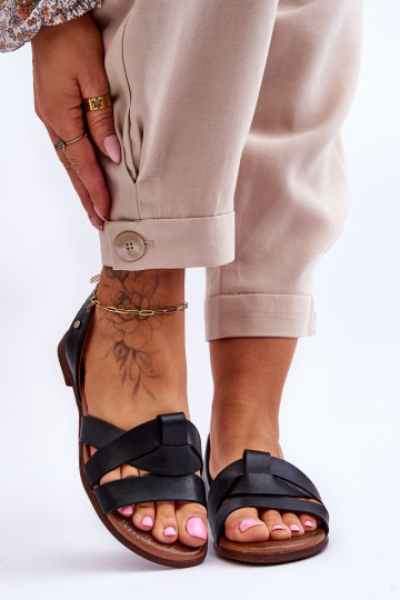 Mules en cuir confortables Zazoo 40185 couleur noire