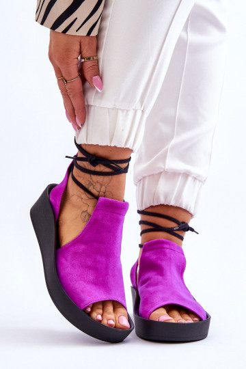 Zazoo 2743 Sandales à plateforme en daim couleur rose