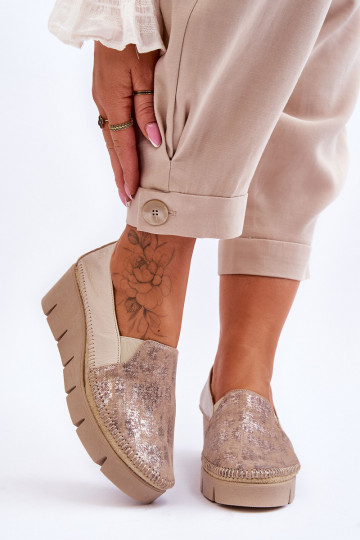Chaussures de loisirs en cuir avec plateforme Tai turiciejka 5814A-10 sable