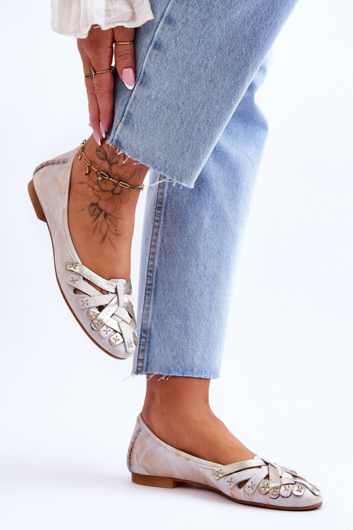 Féminin Ballerines Il fautciejka 01358-22 beige-couleur dorée