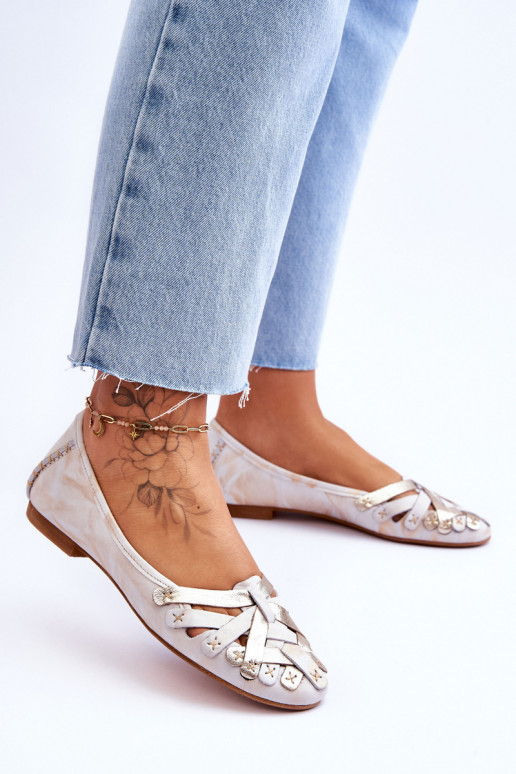 Féminin Ballerines Il fautciejka 01358-22 beige-couleur dorée