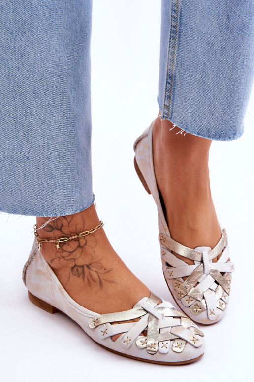 Féminin Ballerines Il fautciejka 01358-22 beige-couleur dorée