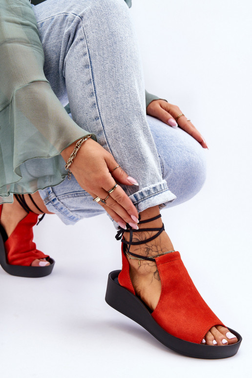 Sandales à plateforme en daim Zazoo 2743 couleur orange Sandales à plateforme en daim Zazoo 2743 couleur orange