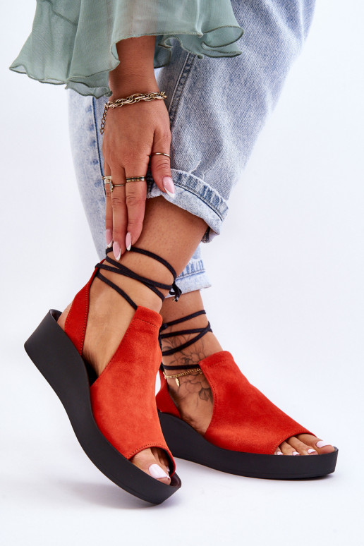 Sandales à plateforme en daim Zazoo 2743 couleur orange Sandales à plateforme en daim Zazoo 2743 couleur orange