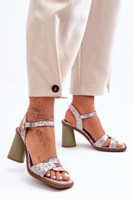 Sandales à talons pour femmes Il fautciejka 06029-24 Blanc-couleur verte Sandales à talons pour femmes Il fautciejka 06029-24 Blanc-couleur verte