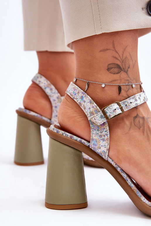 Sandales à talons pour femmes Il fautciejka 06029-24 Blanc-couleur verte Sandales à talons pour femmes Il fautciejka 06029-24 Blanc-couleur verte