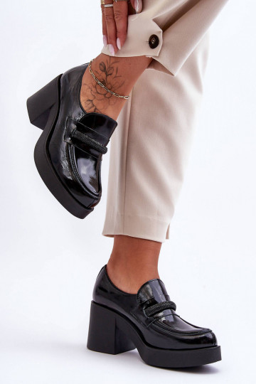 Chaussures en cuir avec talons et ornements couleur noire Lemar Gelanor 2